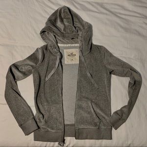 Grey Hollister Zipper Hoodie Sweater